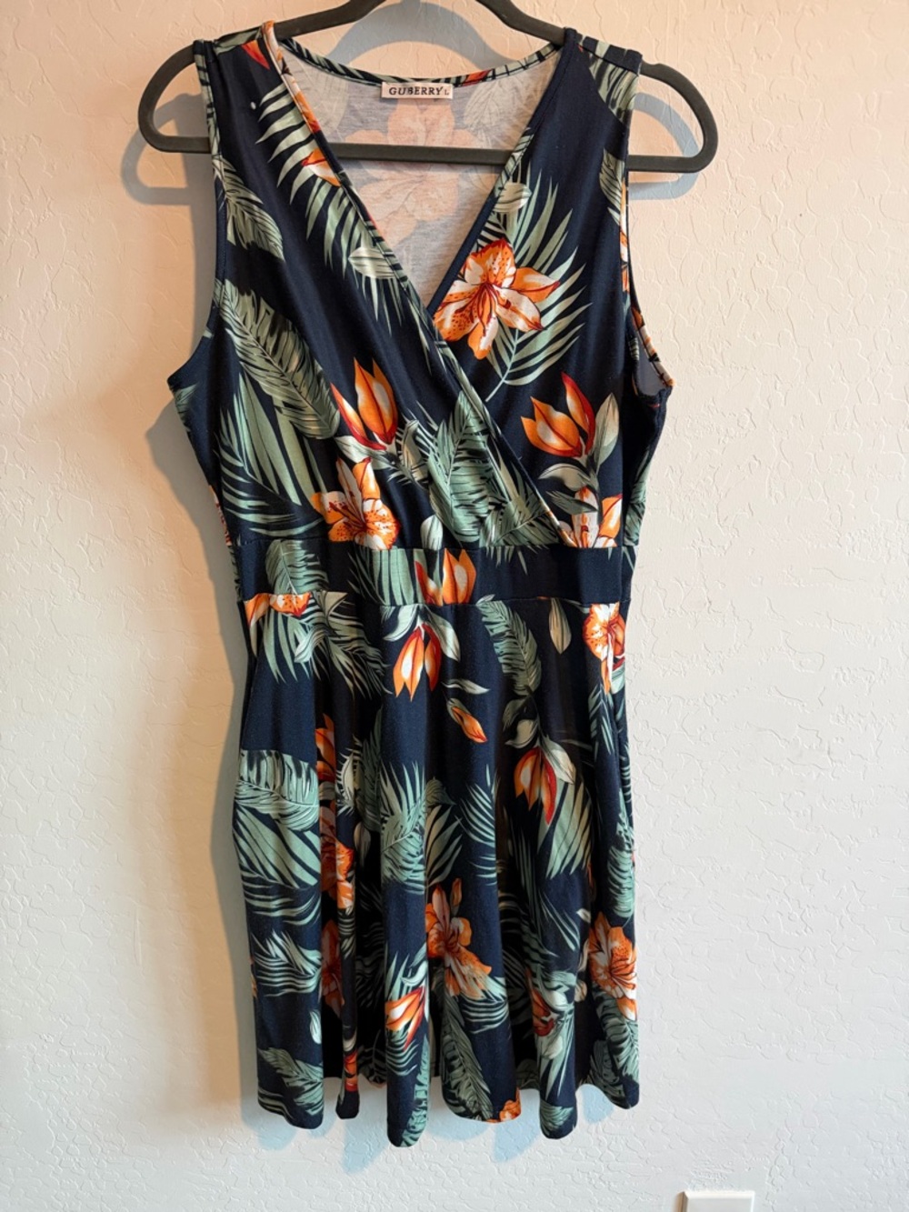 Guberry  Navy Floral Wrap Sundress with pockets